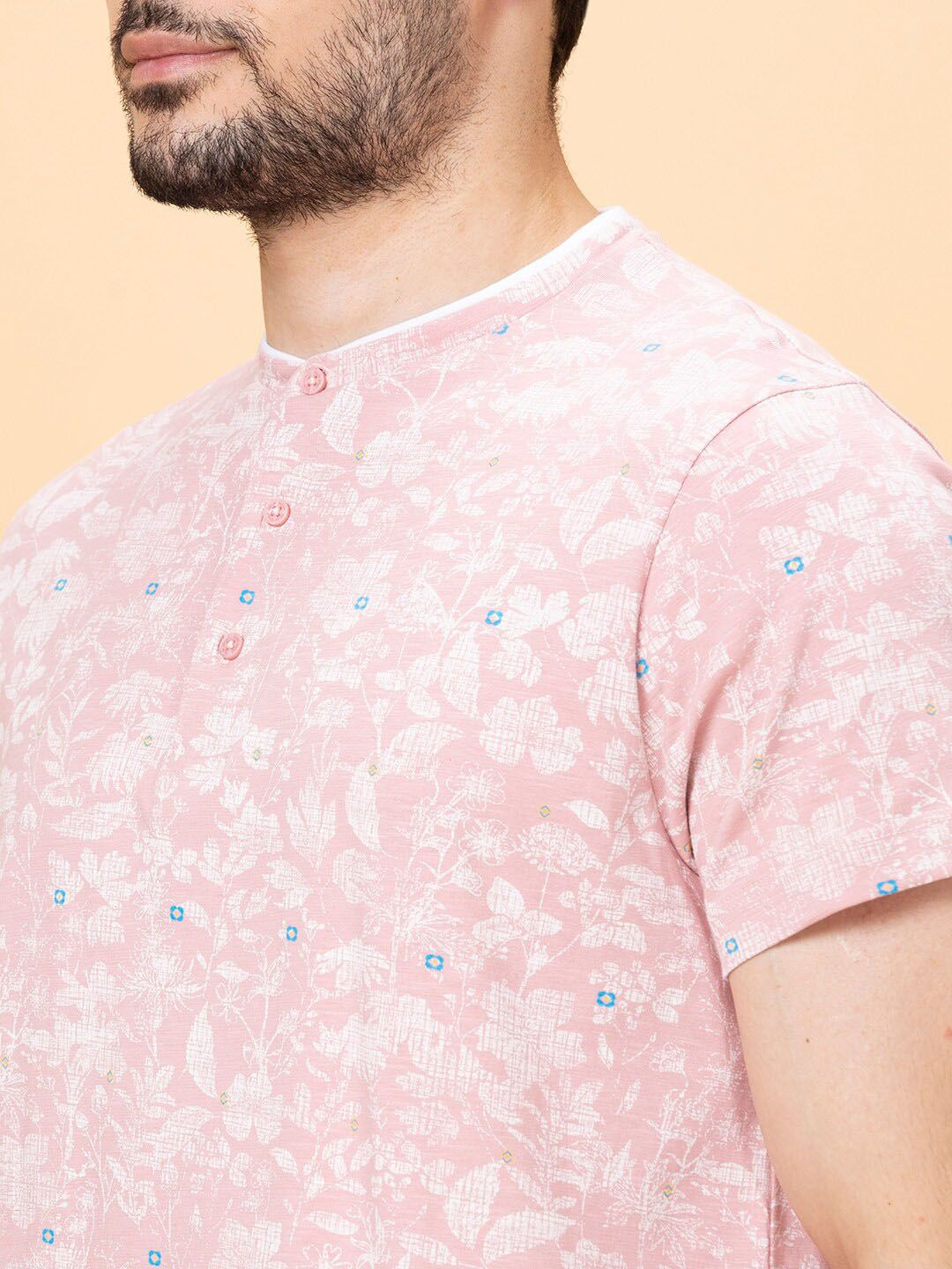 Being Human Floral Printed Henley Neck T-shirt