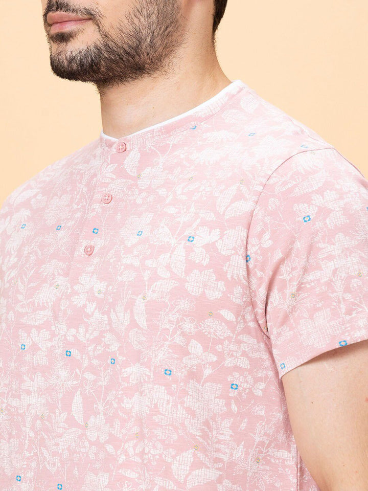 Being Human Floral Printed Henley Neck T-shirt