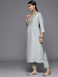 Varanga Embroidered Empire Mirror Work Kurta With Trousers & With Dupatta