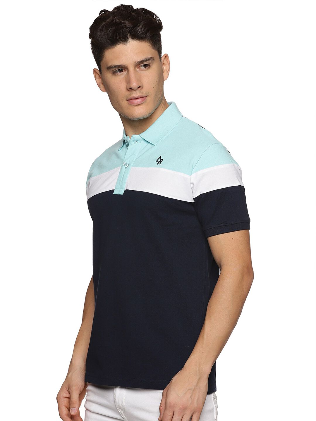 T-shirt Kolar Polo Kapas Terhalang Warna ADRO