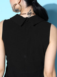 Berrylush Black Solid Notched Lapel Neck Jumpsuit