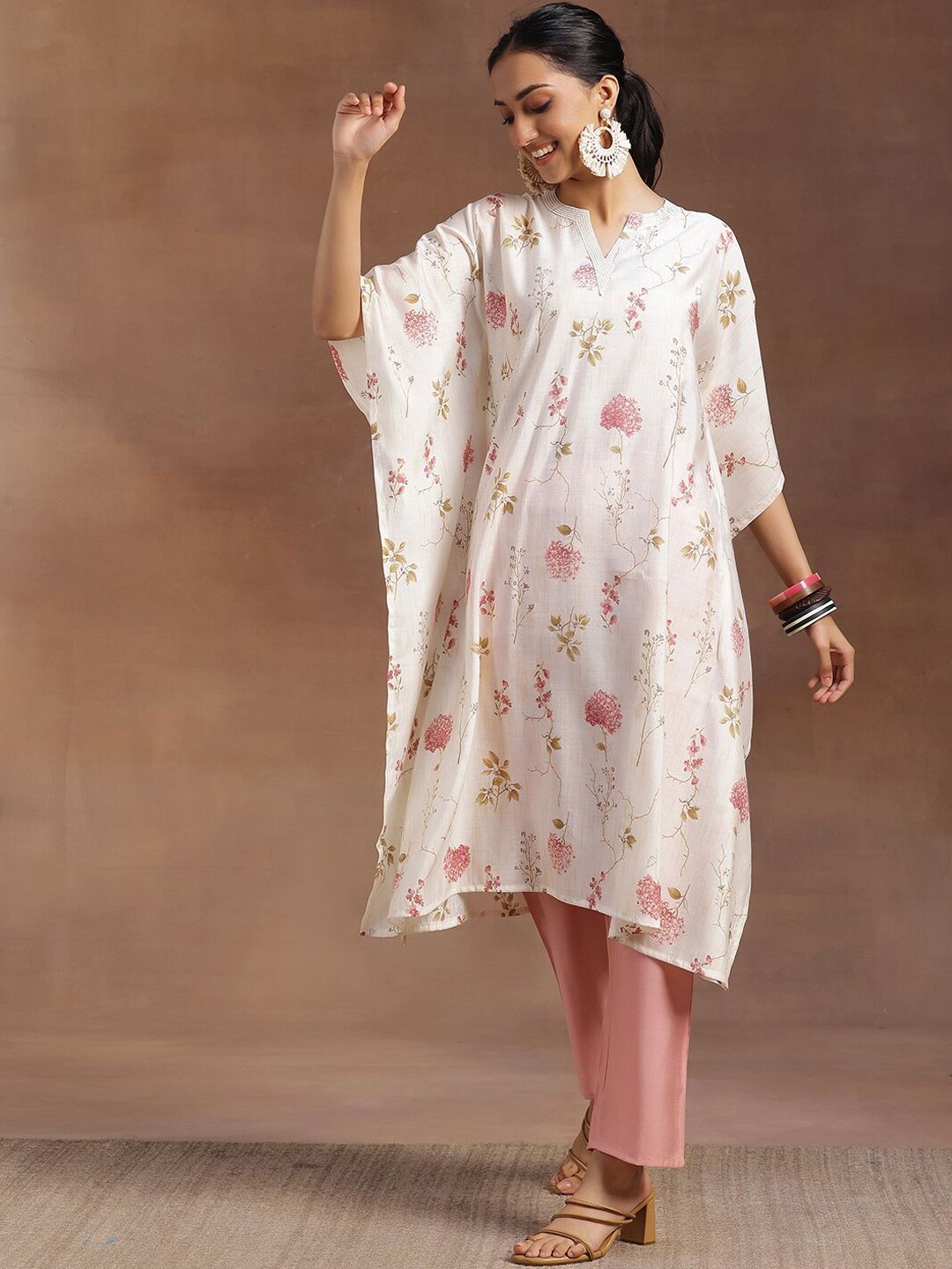 Libas Floral Printed Kimono Sleeves Tunic & Palazzo Co-Ords