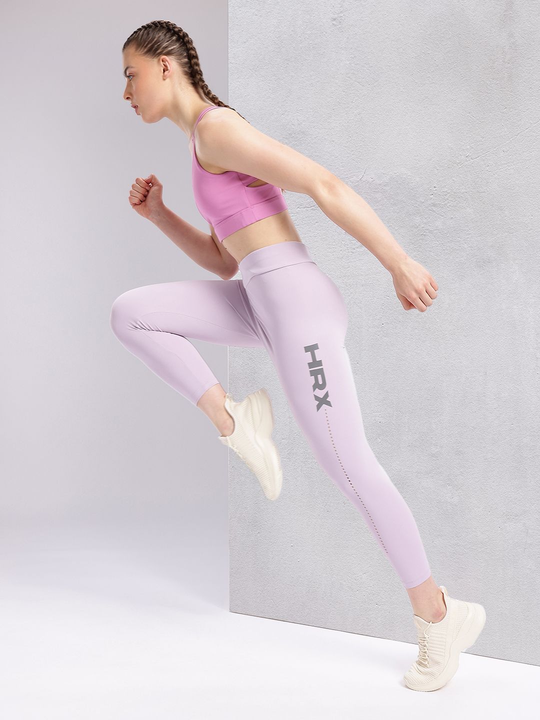HRX by Hrithik Roshan Women Brand Logo Print Mid-Rise Cropped Running Tights