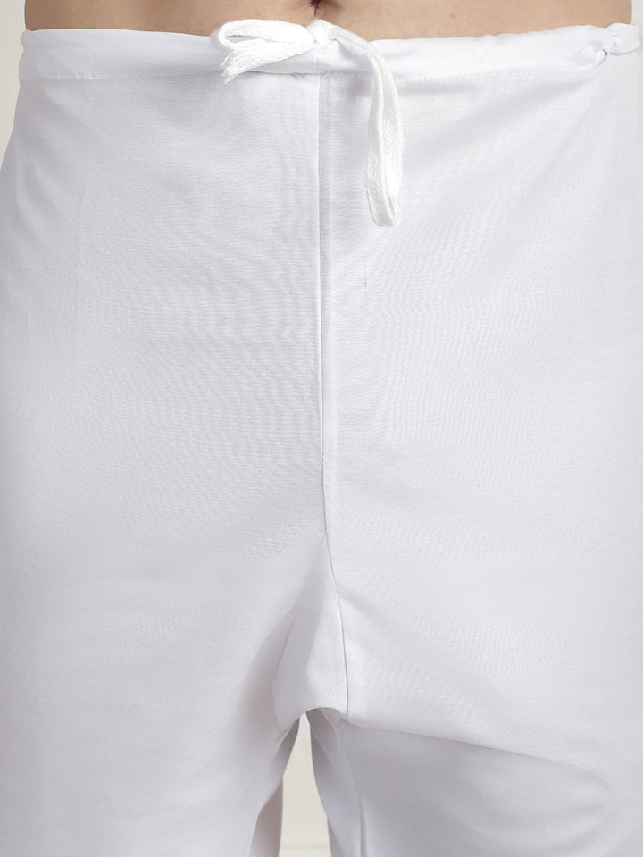 SOJANYA LUXE Embroidered Mandarin Collar Pure Cotton Straight Kurta With Pyjamas