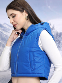 Tokyo Talkies Sleeveless Cropped Hooded Puffer Jacket