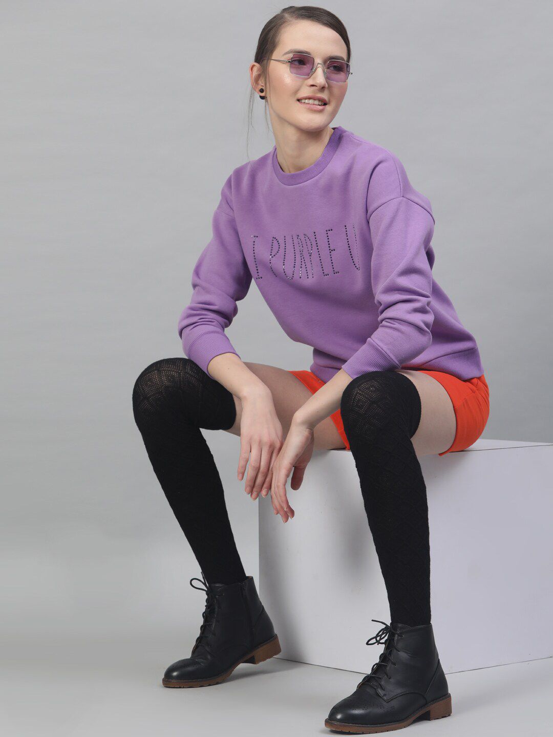 STREET 9 Women Lavender Embellished Sweatshirt