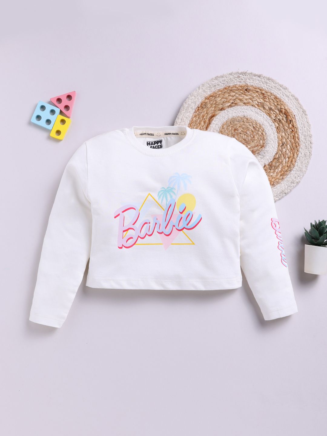 Happy Faces Girls Barbie Print Pure Cotton T-shirt