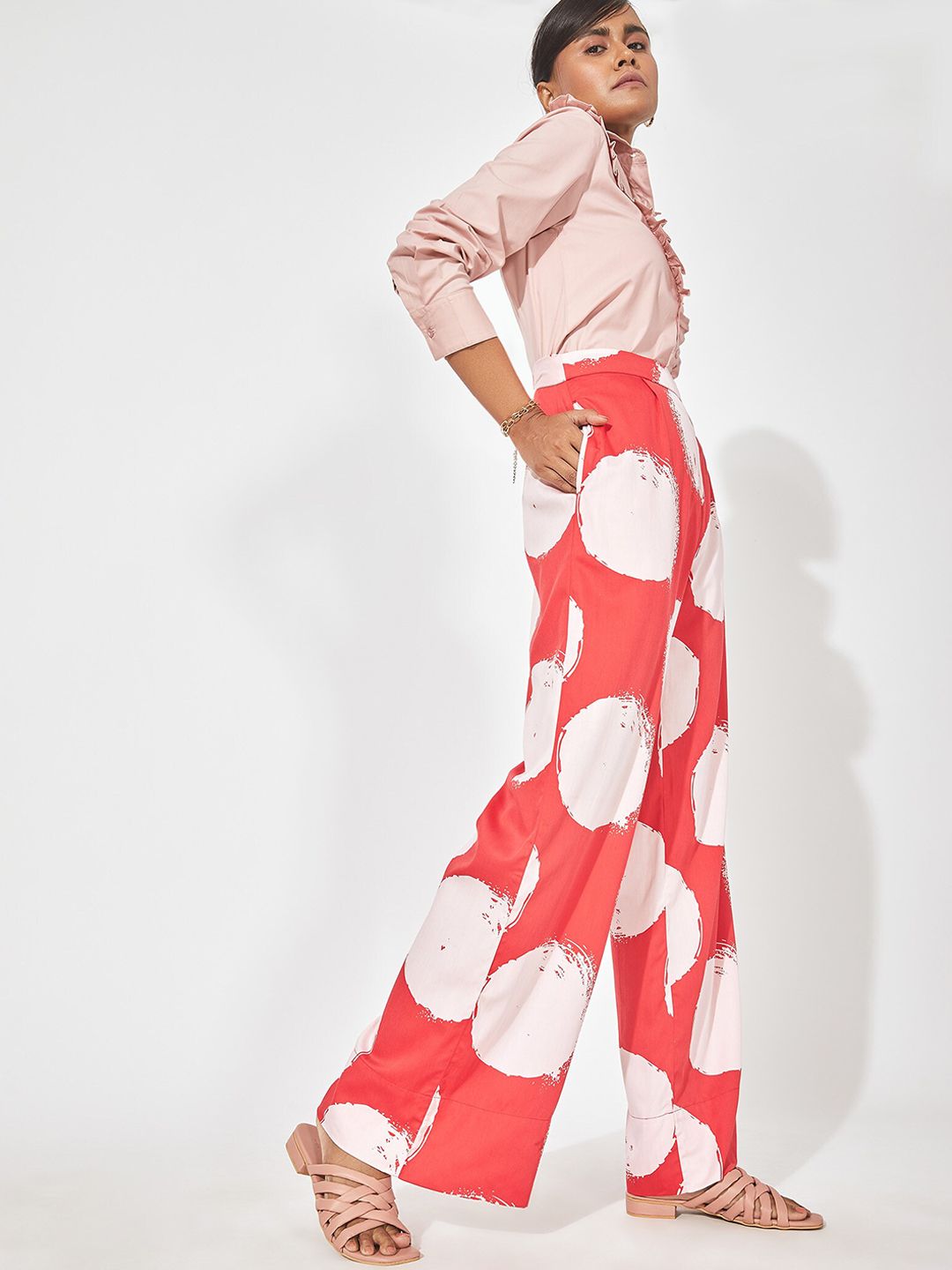 The Label Life Women Printed Flared Trousers