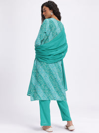 Anouk Bandhani Printed Pure Cotton Kurta with Trousers & Dupatta