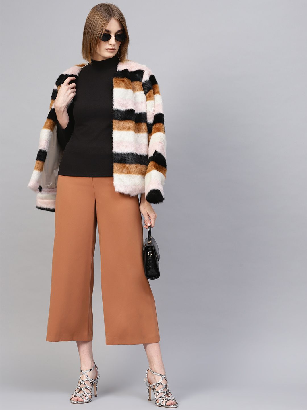 SASSAFRAS Black High Neck Ribbed Top