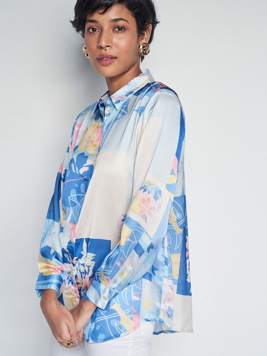 AND Floral Print Shirt Style Top