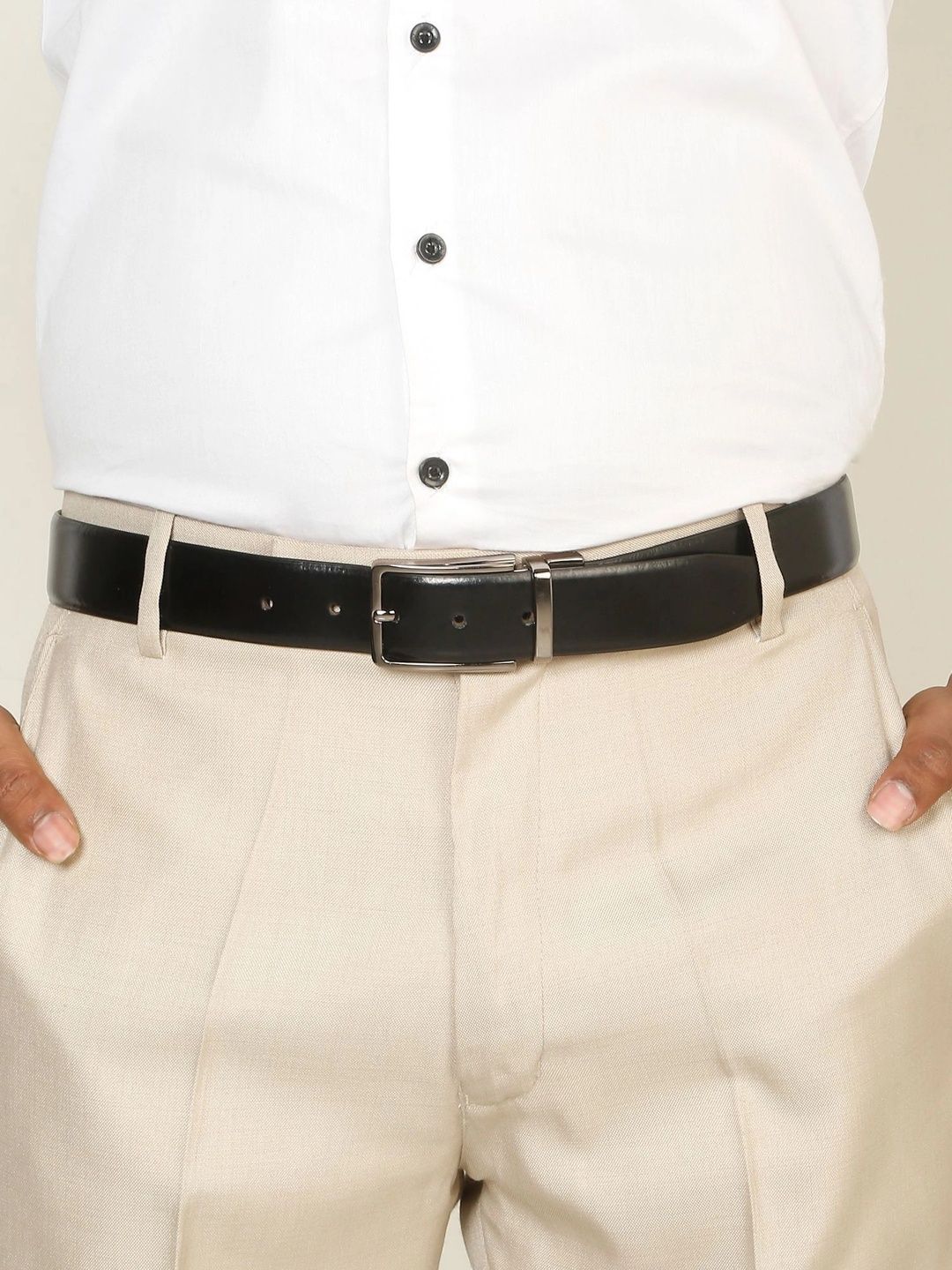 Teakwood Leathers Men Leather Reversible Formal Belt