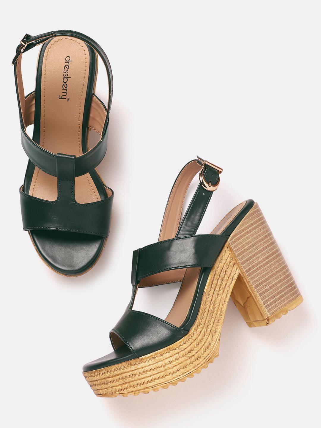 DressBerry Open Toe Block Heels