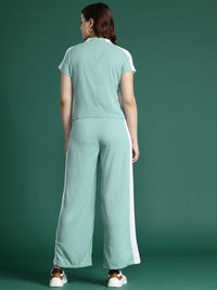 Dressberry Side-Stripe Detail Textured Trousers wit T-shirt Co-ords