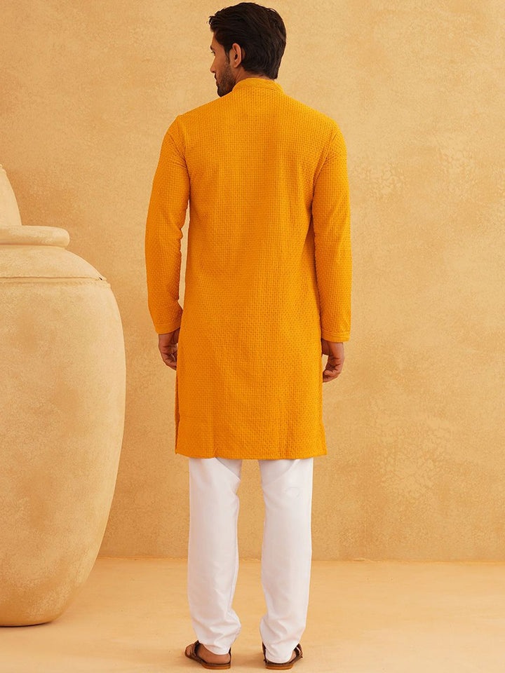 SOJANYA Geometric Embroidered Regular Pure Cotton Straight Kurta With Churidar