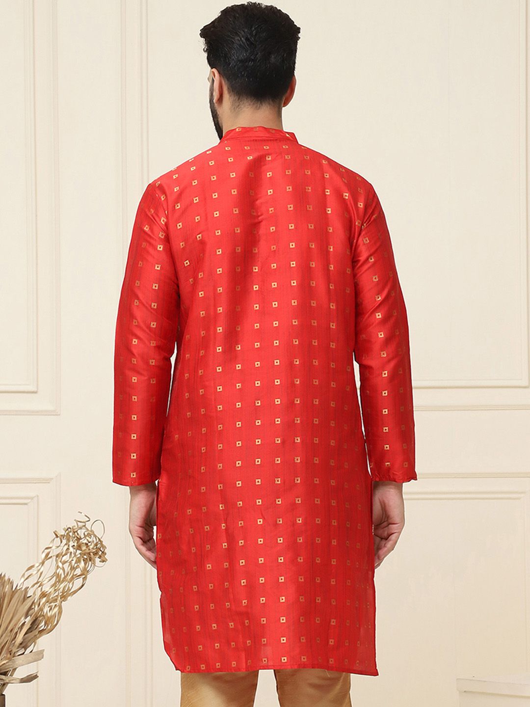 SOJANYA Geometric Printed Band Collar Straight Kurta
