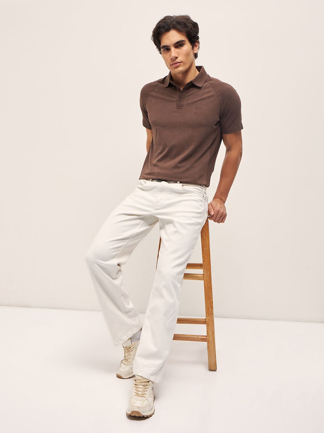 THE BEAR HOUSE Men Solid Regular Fit Polo Collar T-Shirt