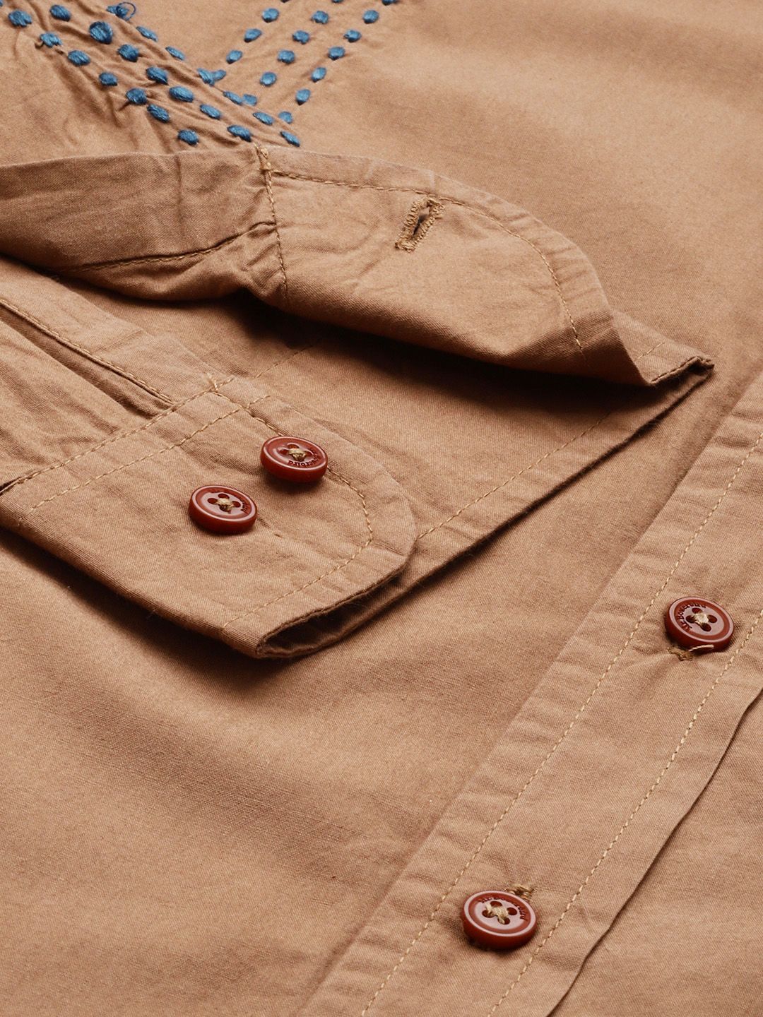 Mr Bowerbird Pure Cotton Embroidered Tailored Fit Opaque Casual Shirt