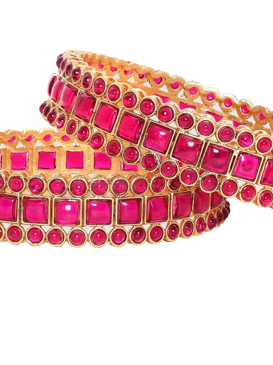 Rubans Set of 2 Gold Plated Kemp Stone Studded Bangles