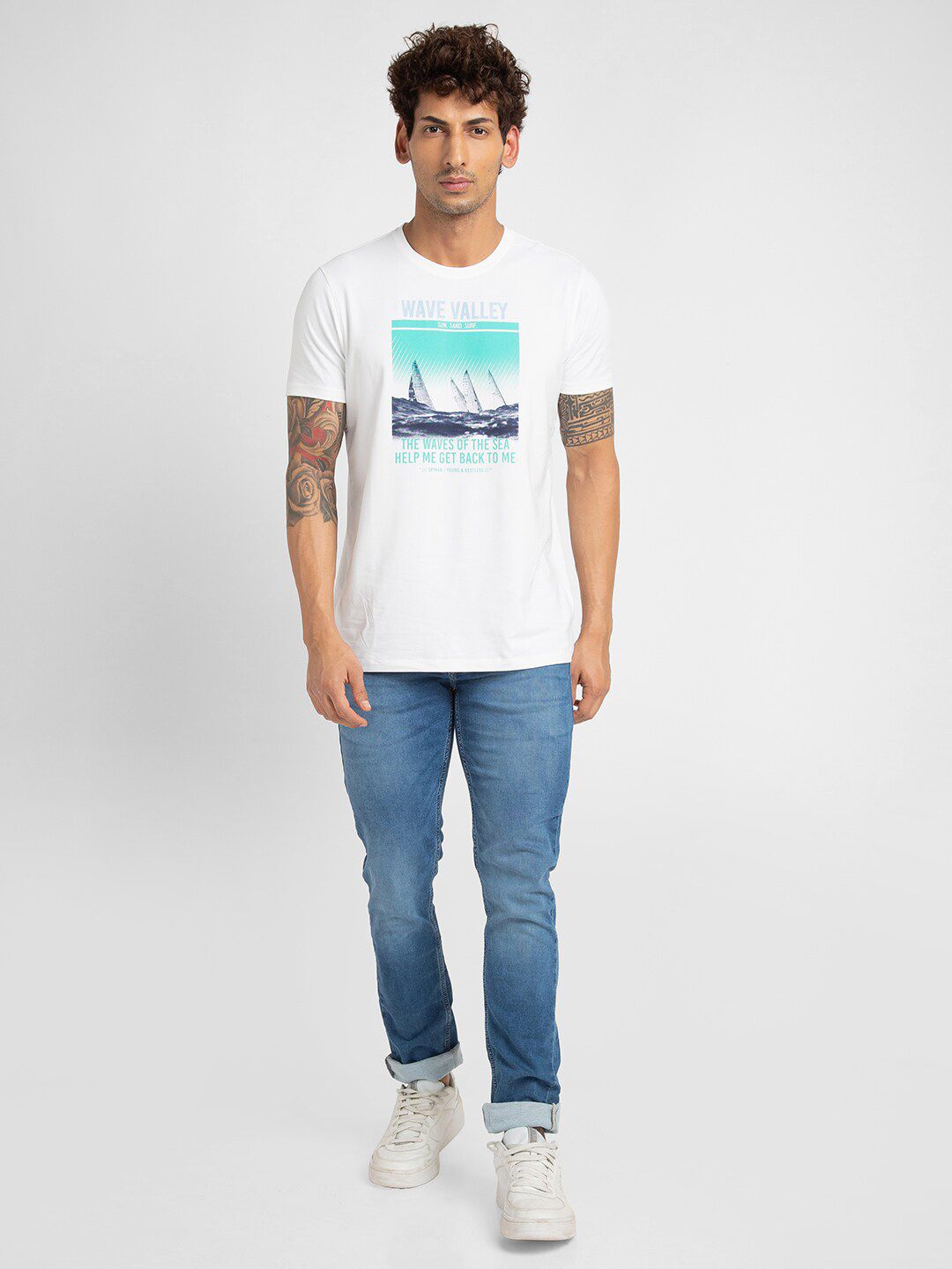 SPYKAR Typography Printed Short Sleeve T-shirt