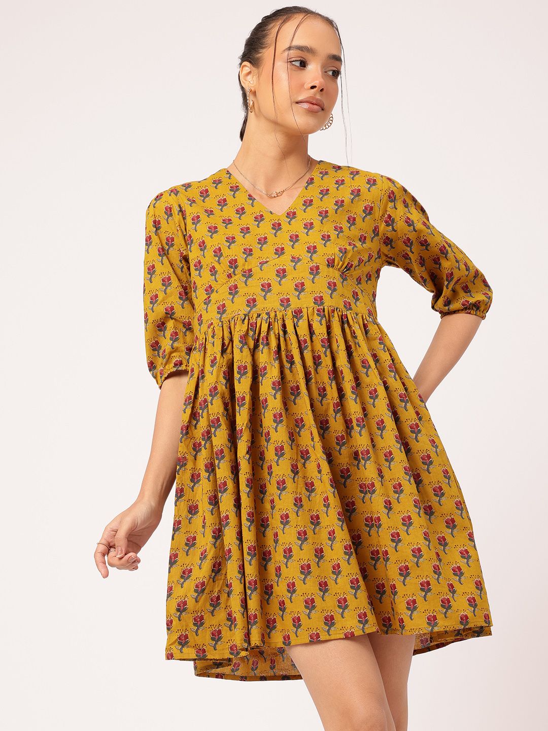 DressBerry Sunkissed Styles Floral Print A-Line Mini Dress