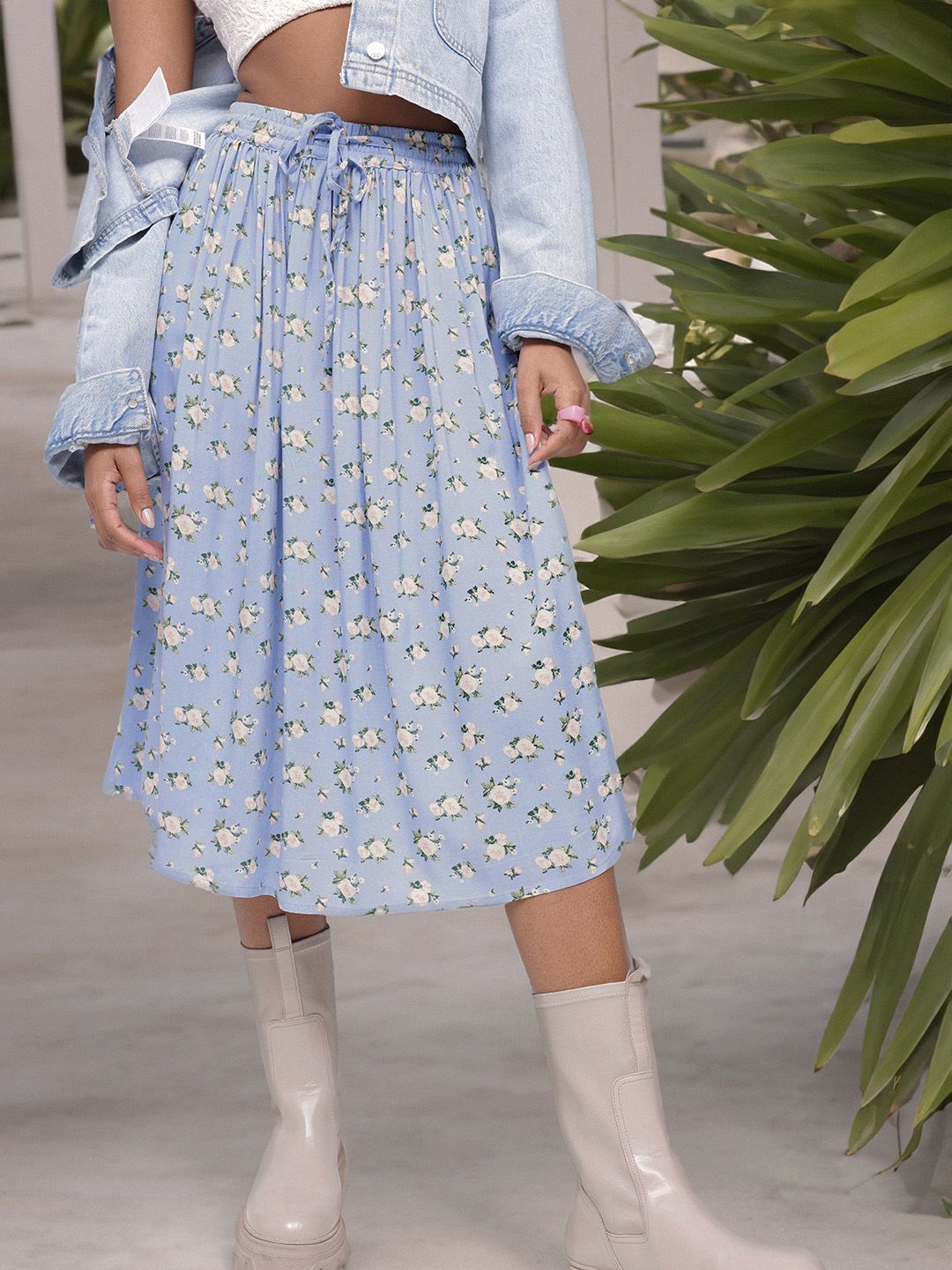 DressBerry Blooming Floral Pleated A-Line Skirt