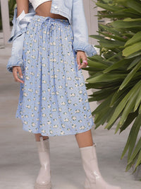 DressBerry Blooming Floral Pleated A-Line Skirt