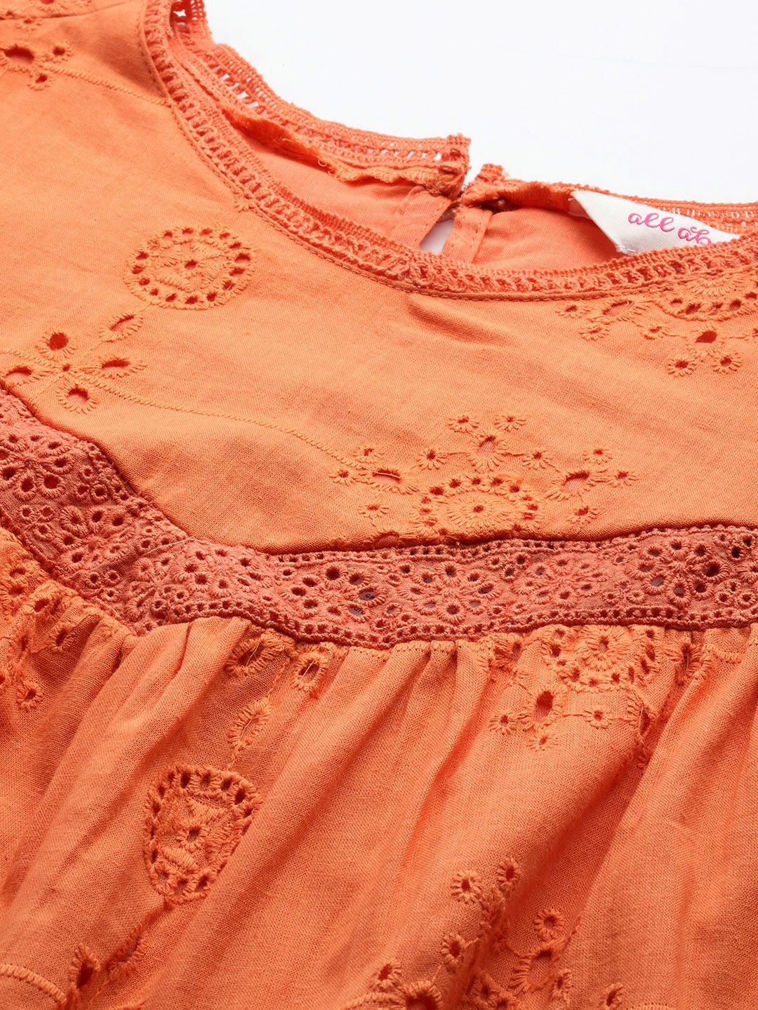 all about you Embroidered Puff Sleeve Cotton Top