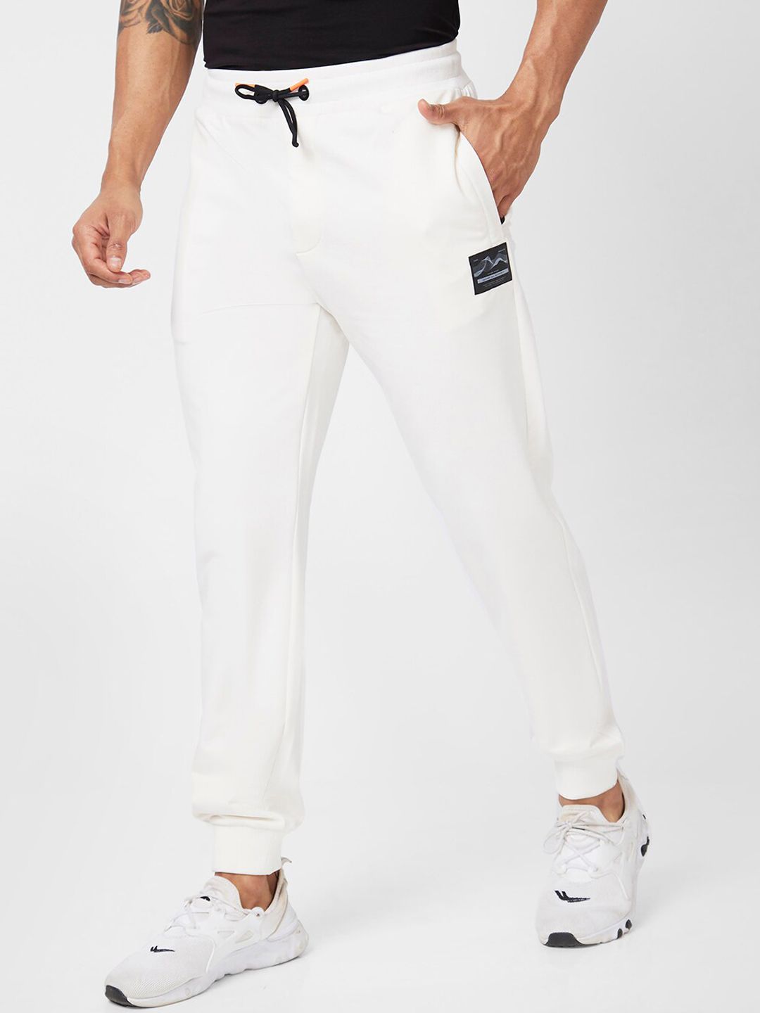 SPYKAR Men Printed Detail Mid Rise Cotton Joggers