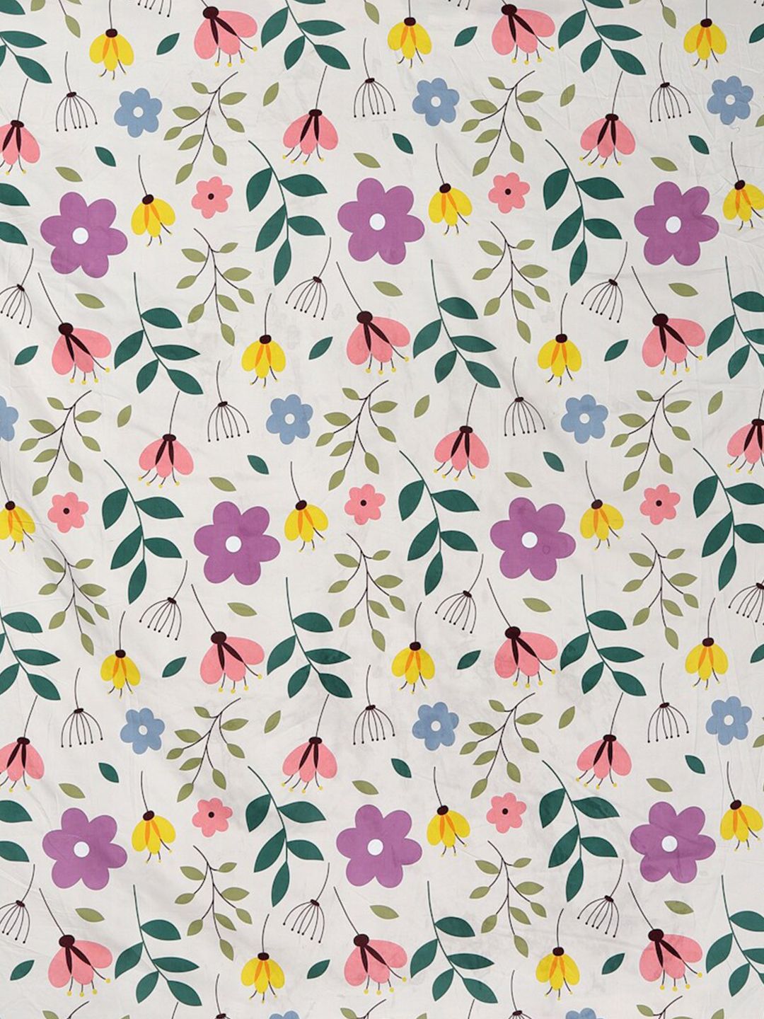KLOTTHE Floral Printed 300 TC Fitted King Bedsheet with 2 Pillow Covers