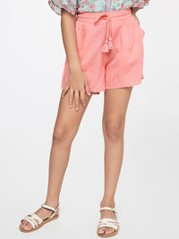 Global Desi Girls Coral Loose Fit Shorts