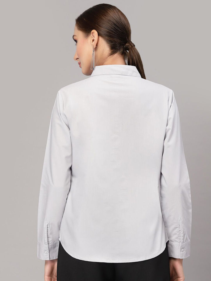 Style Quotient Women Grey Solid Classic Formal Shirt