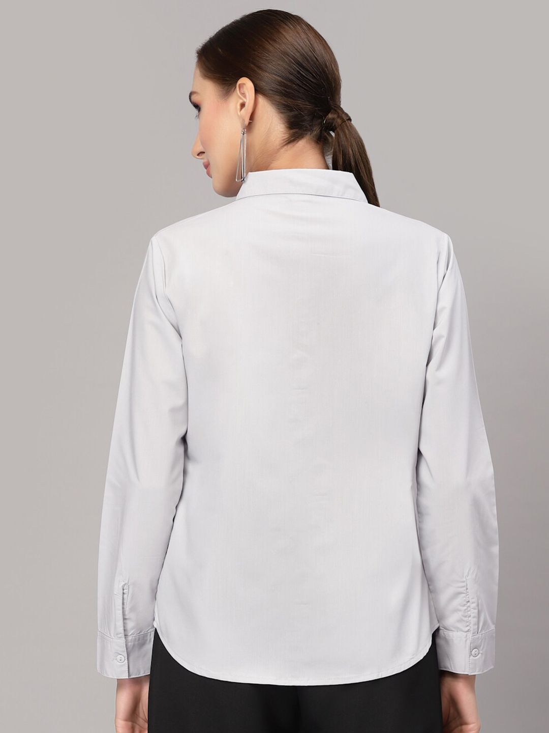 Style Quotient Women Grey Solid Classic Formal Shirt