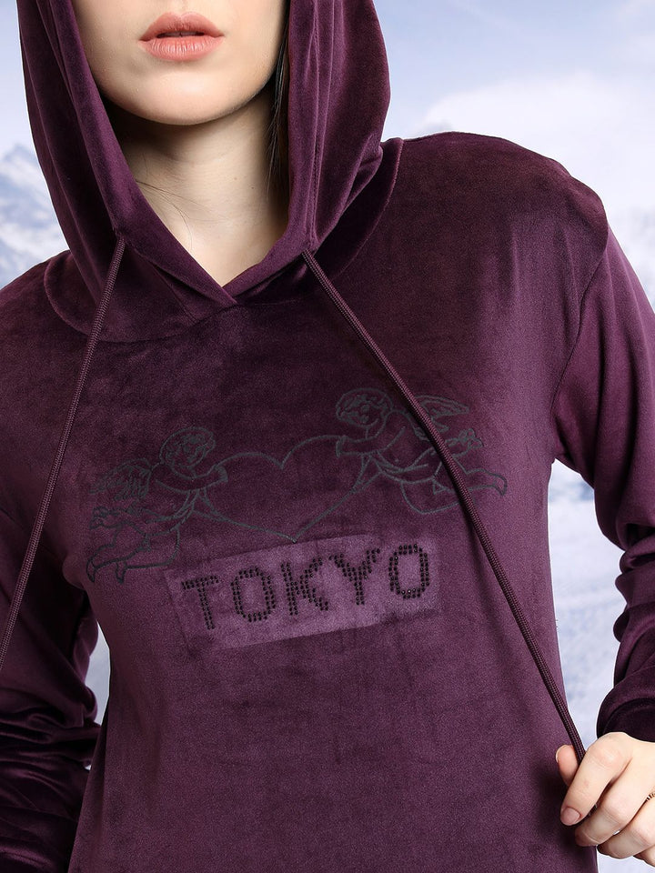 Tokyo Talkies Burgundy Hooded Sweatshirt With Joggers
