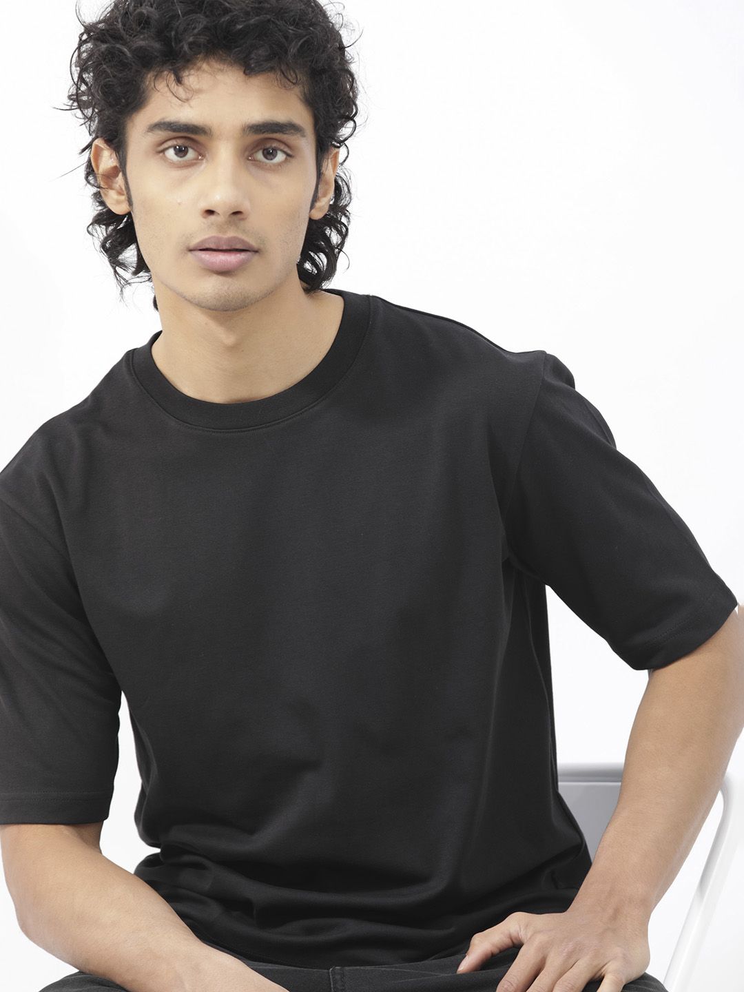 Lelaki Arnab Langka Qlo T-Shirt Kapas Leher Leher Pusingan