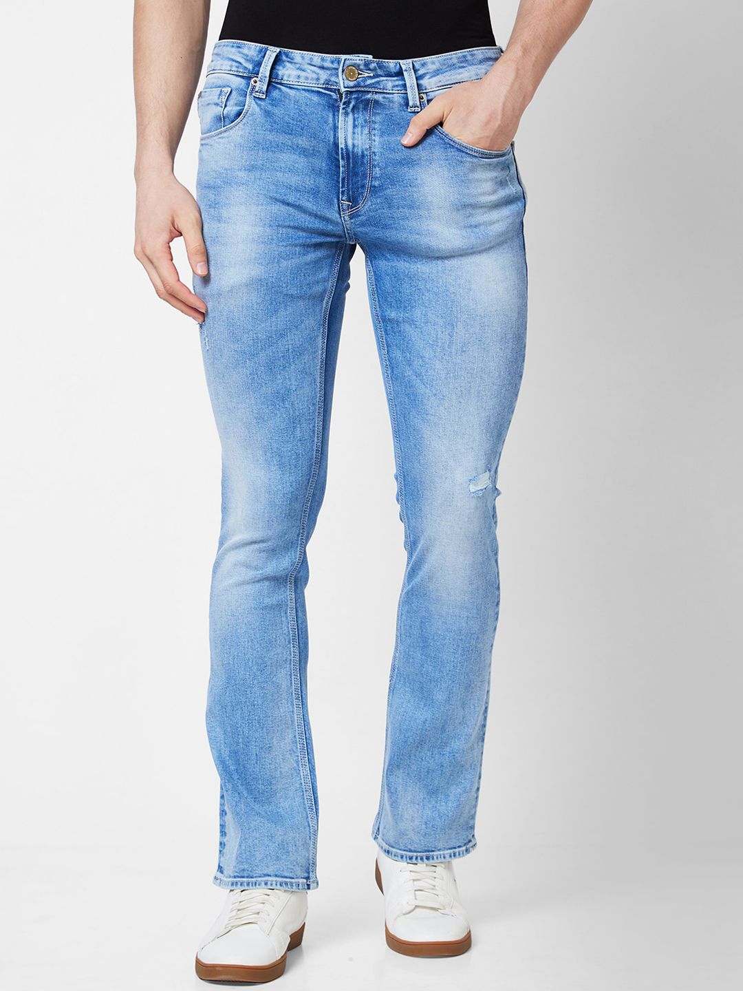 SPYKAR Men Bootcut Mildly Distressed Heavy Fade Cotton Stretchable Jeans