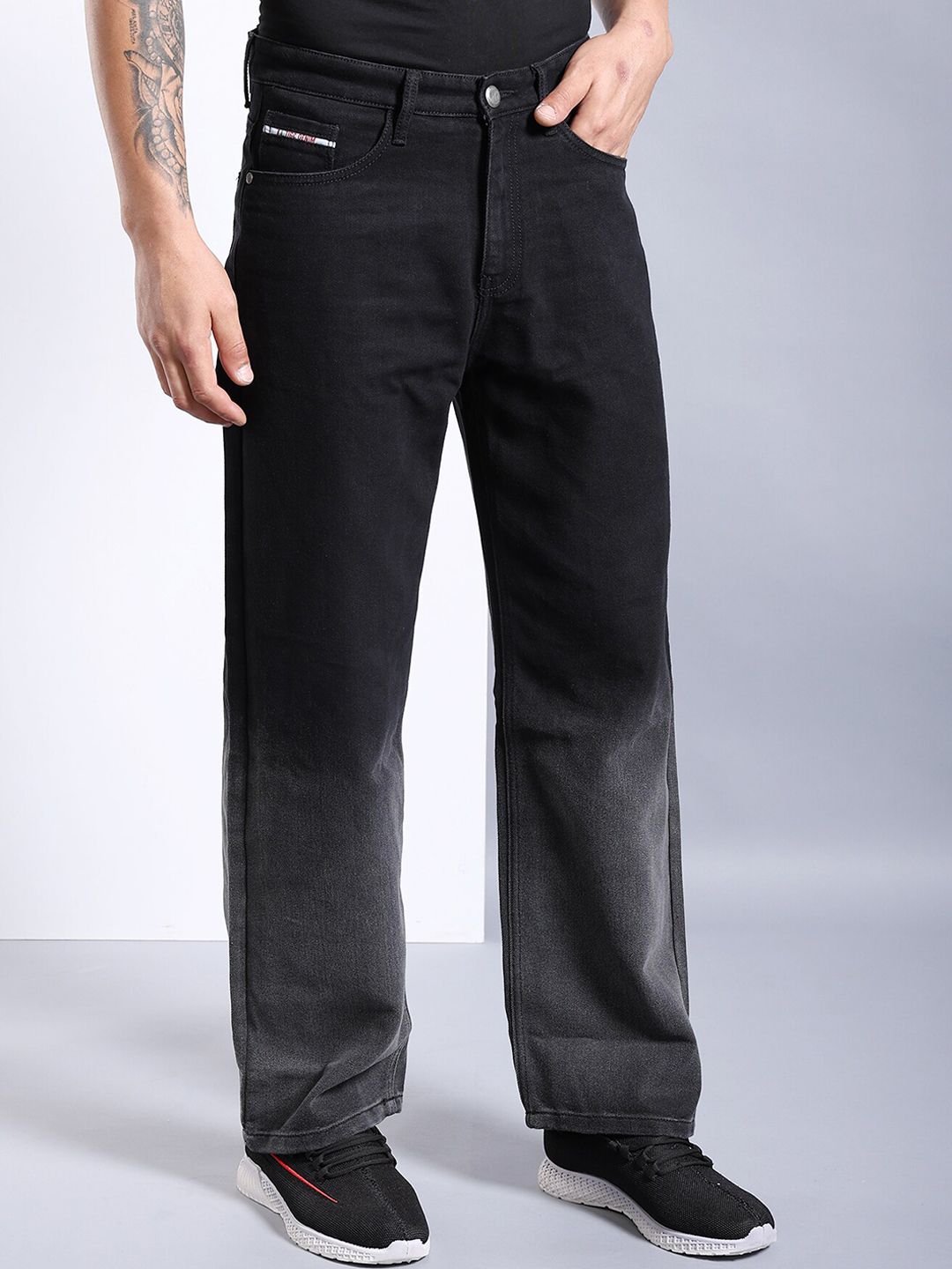 The Indian Garage Co Men Light Fade Mid-Rise Loose Baggy Fit Stretchable Jeans