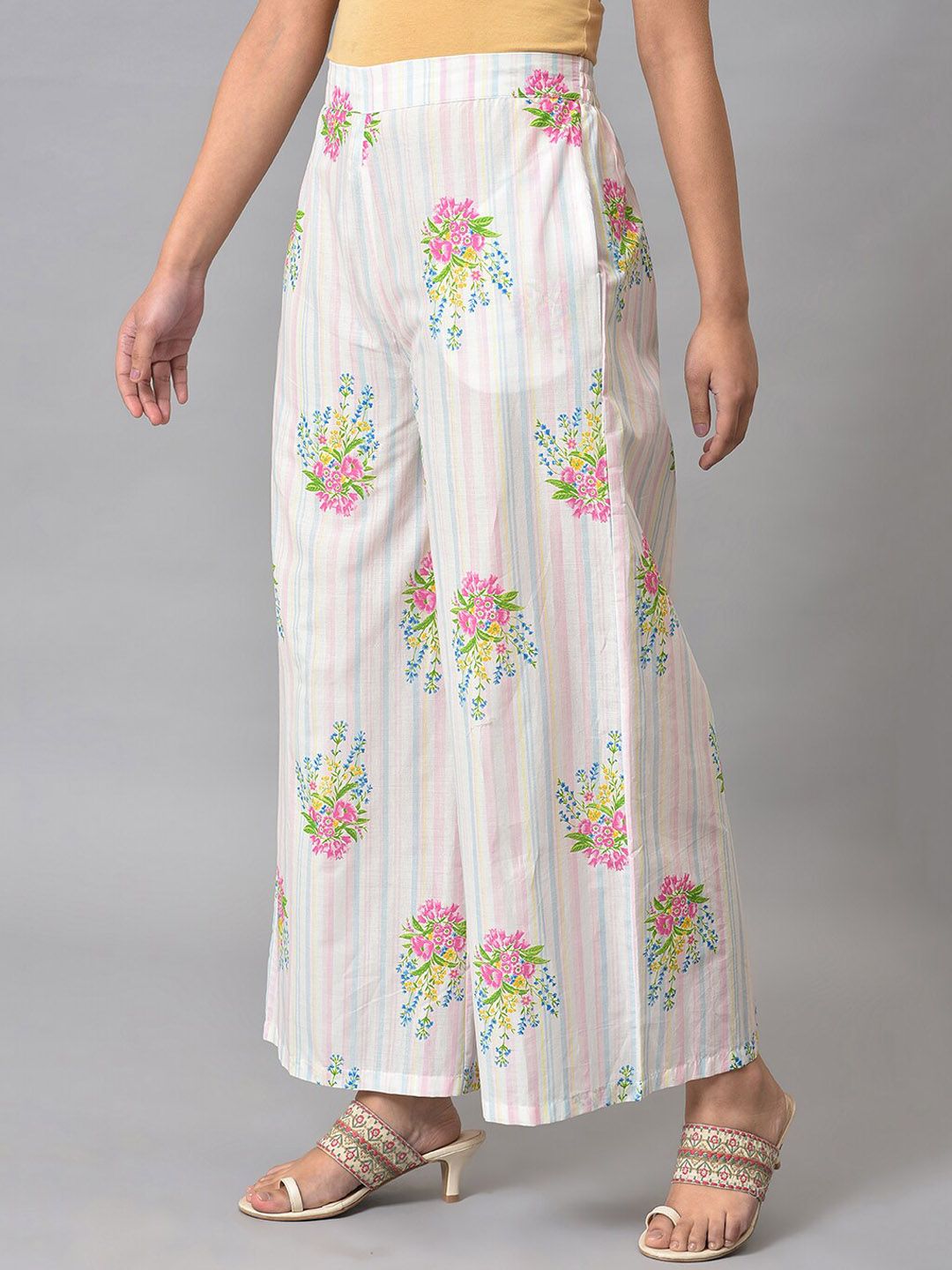 W Women Floral Printed Cotton Trousers