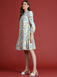 all about you Pure Cotton Floral Print Tiered Detail A-Line Dress