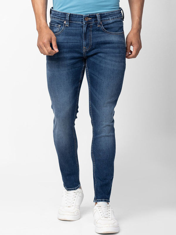 Spykar Men Tapered Fit Light Fade Cotton Jeans Regangan