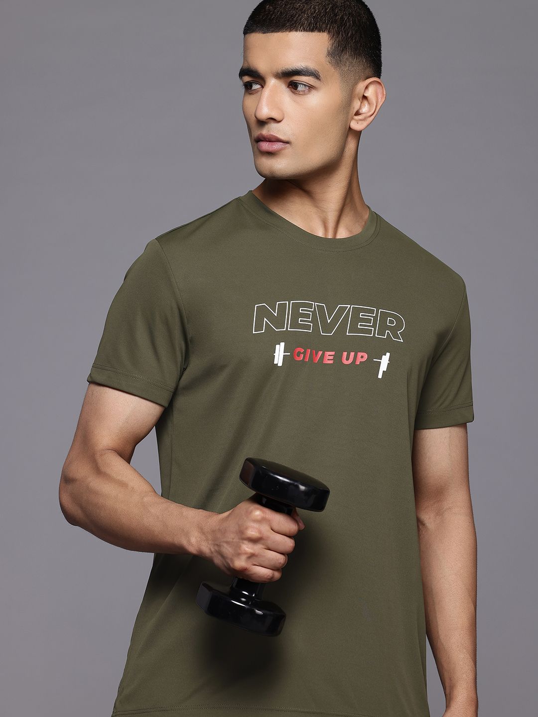 HRX by Hrithik Roshan Rapid-Dry Typography Print Training T-shirt with Reflected Detail
