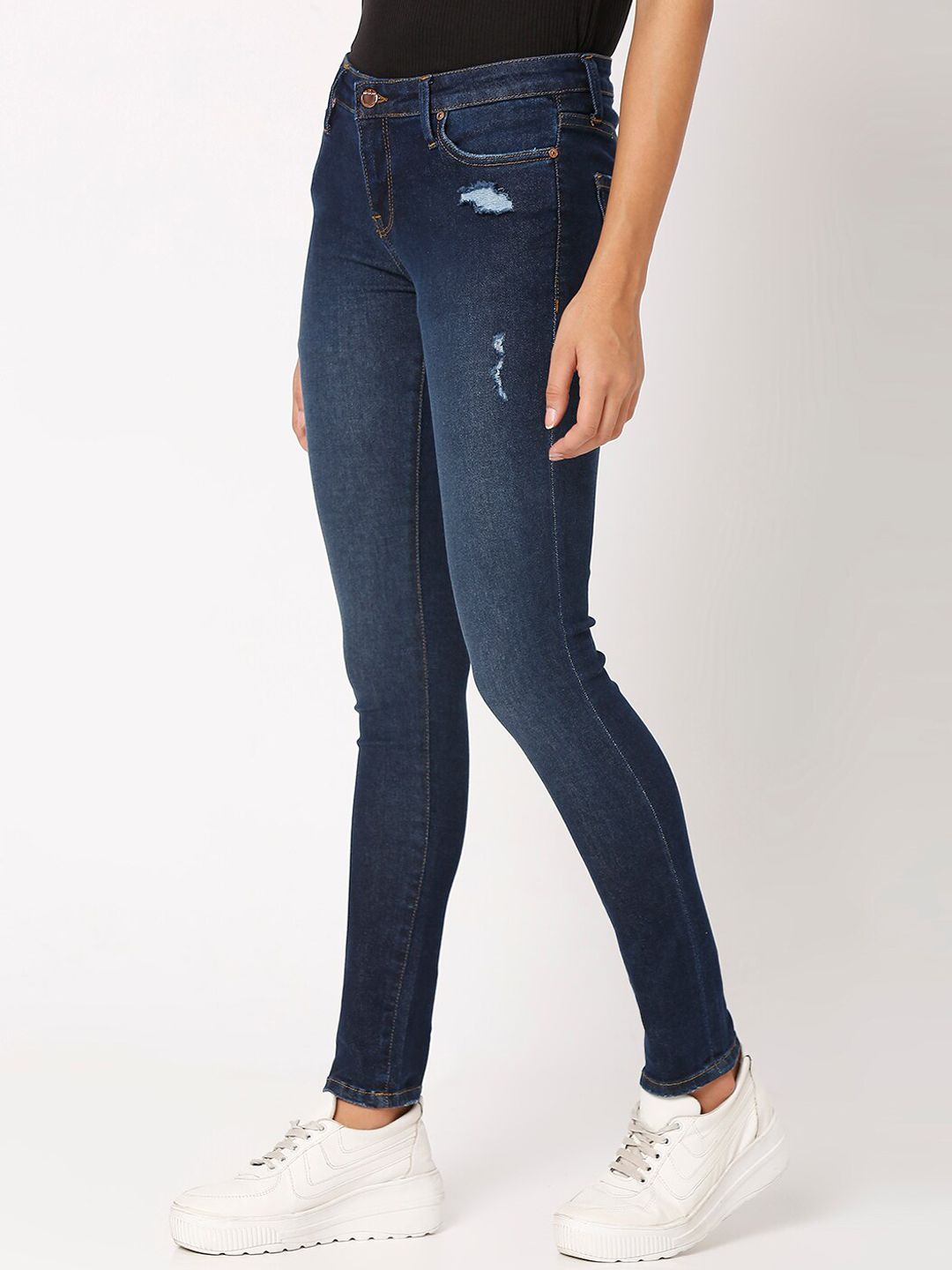 SPYKAR Women Blue Alicia Super Skinny Fit Low Distress Light Fade Jeans