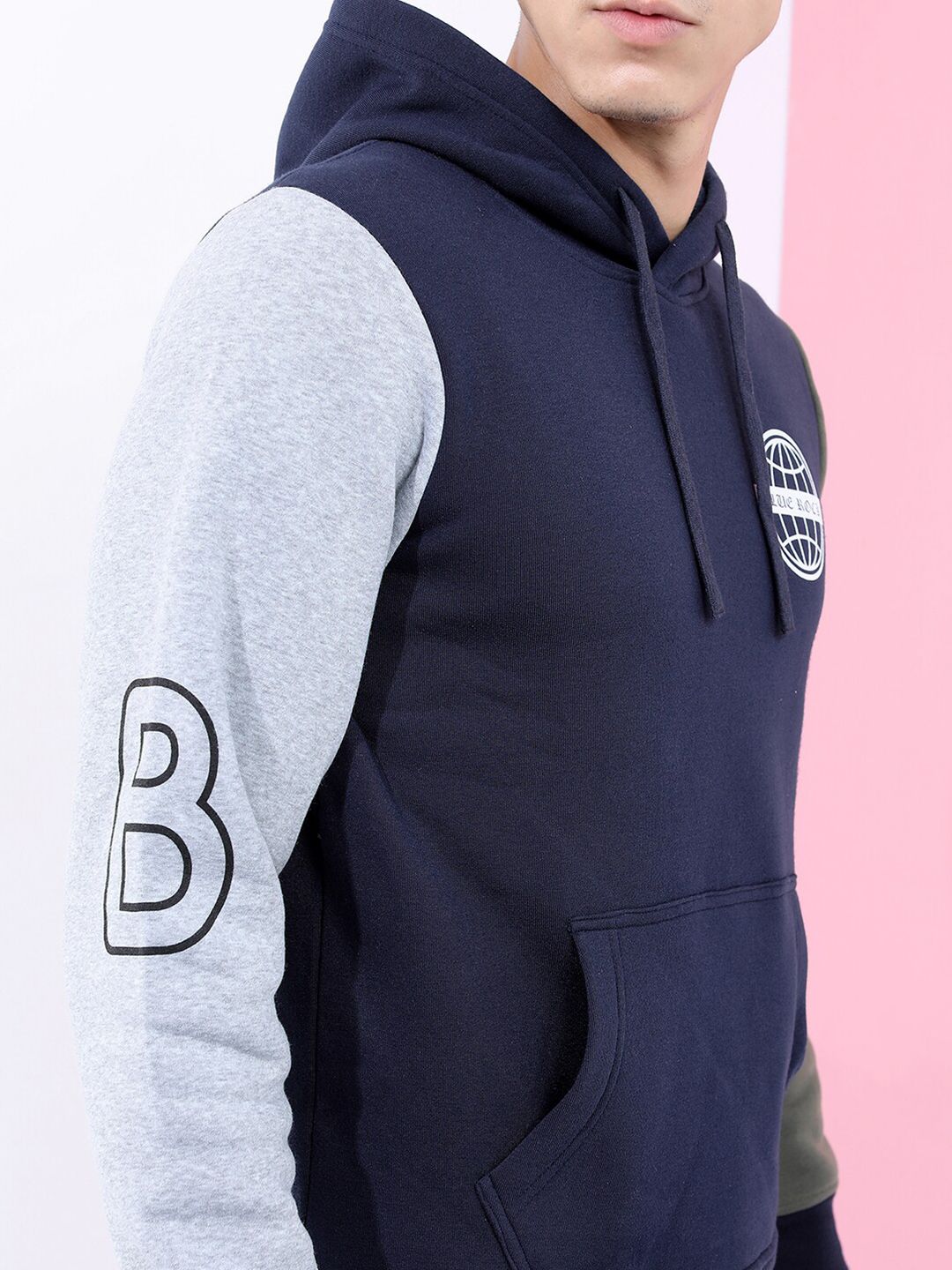 HIGHLANDER Men Navy Blue Hooded Sweatshirt
