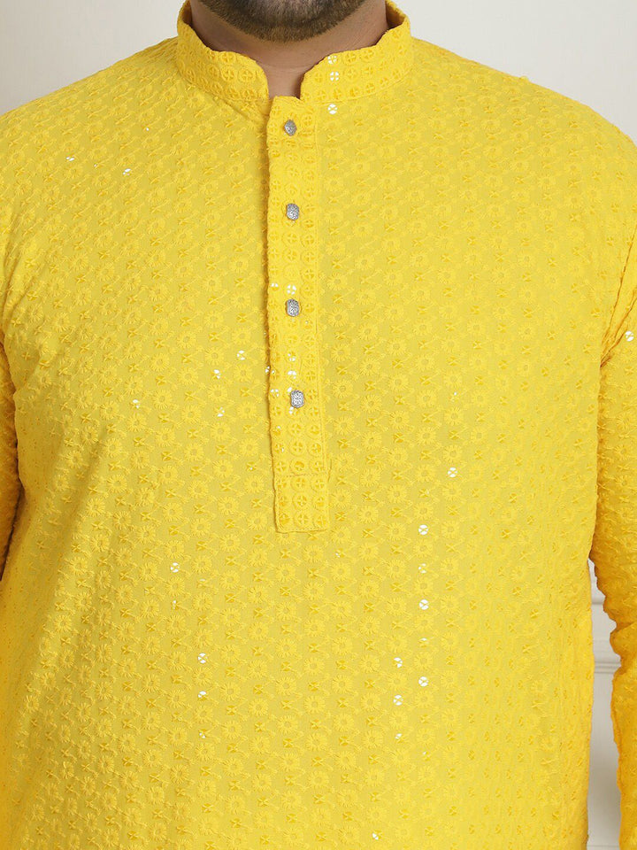 SOJANYA PLUS Geometric Embroidered Sequinned Cotton Straight Kurta