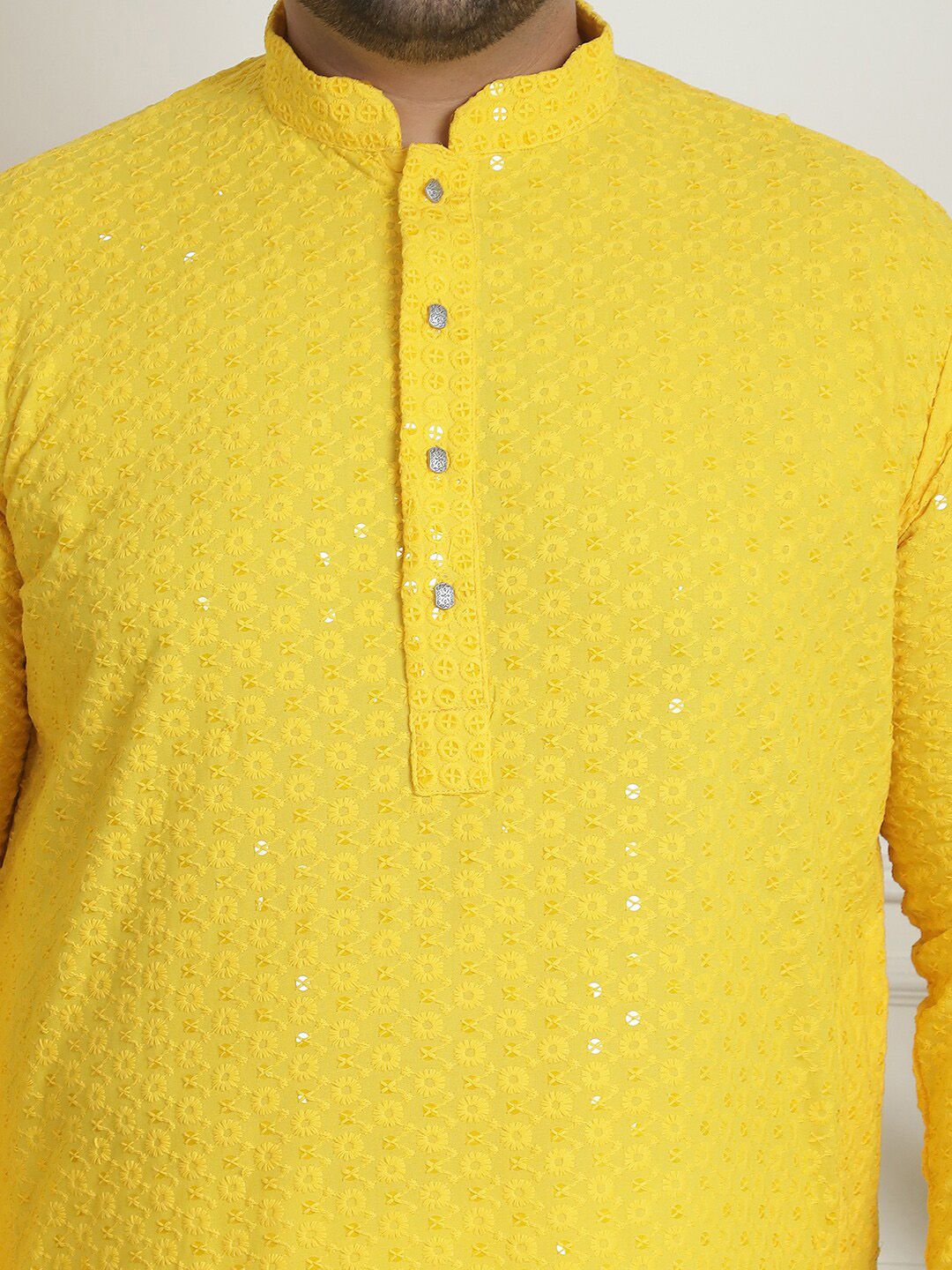 SOJANYA PLUS Geometric Embroidered Sequinned Cotton Straight Kurta