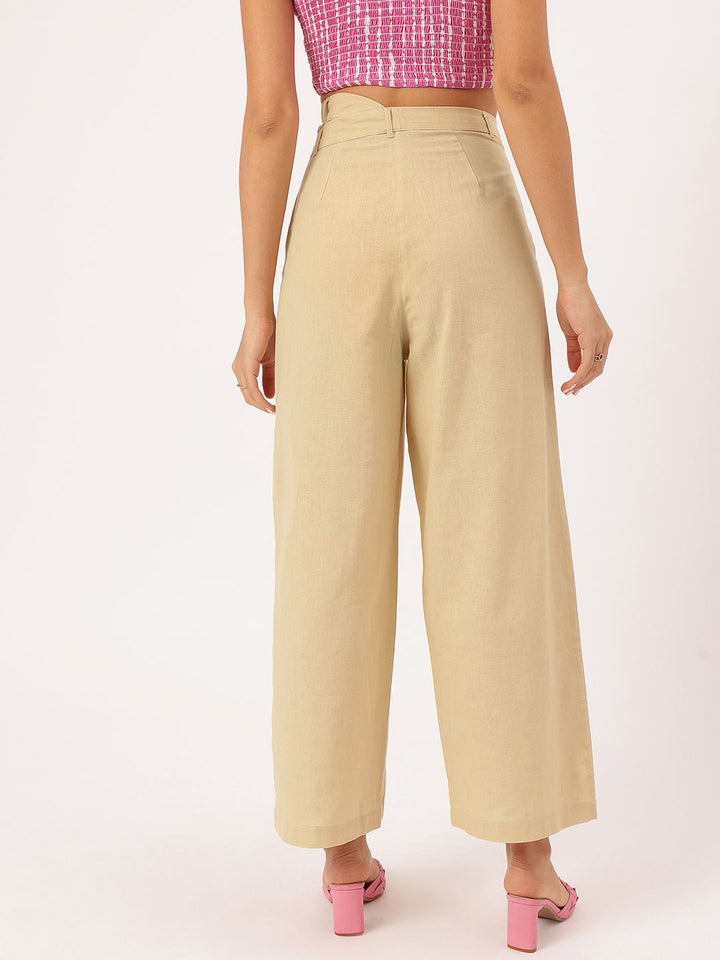 DressBerry Women Urban Elegance Asymmetric Waist Pleated Formal Trousers