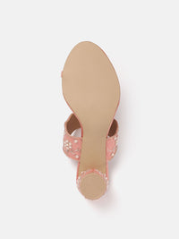 House of Pataudi Floral Embellished Block Heels