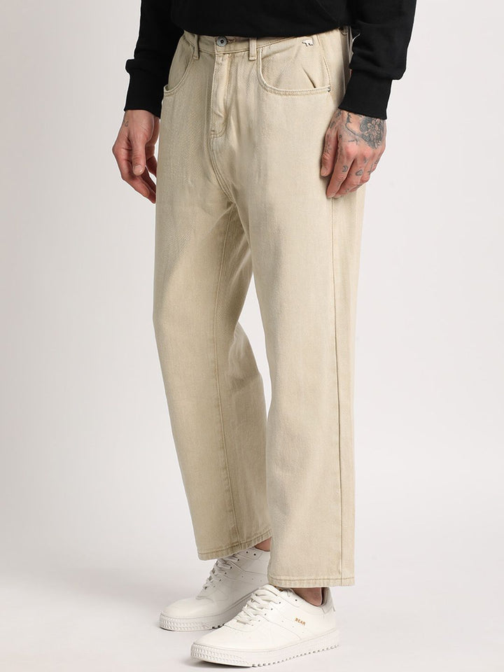 THE BEAR HOUSE Men Straight Fit Clean Look Mid-Rise Regular Jeans