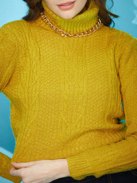 STREET 9 Self Design Turtle Neck Acrylic Pullover