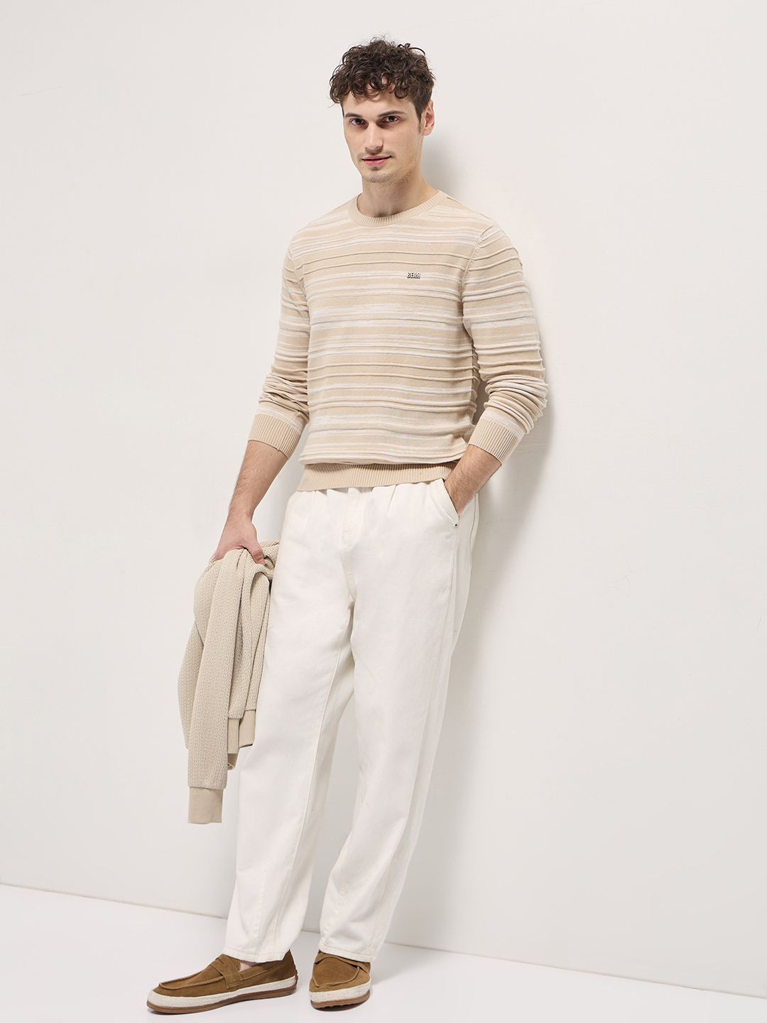 THE BEAR HOUSE Men Cotton Striped Slim Fit T-Shirt